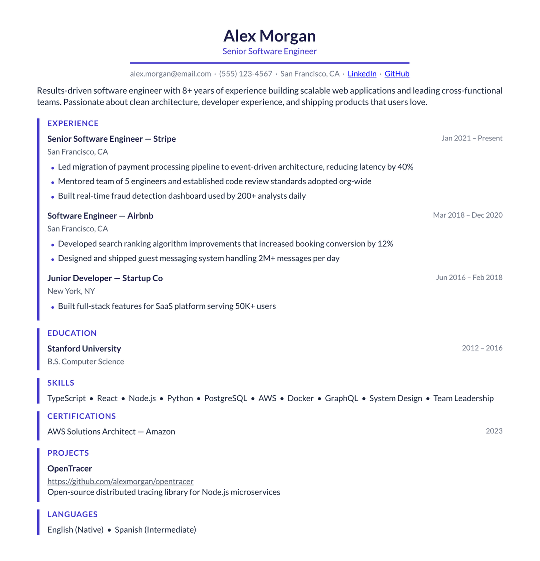 Edge resume template