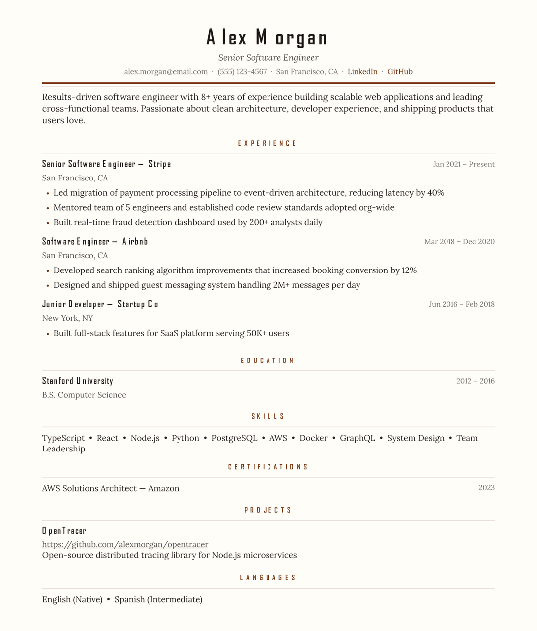Prestige resume template