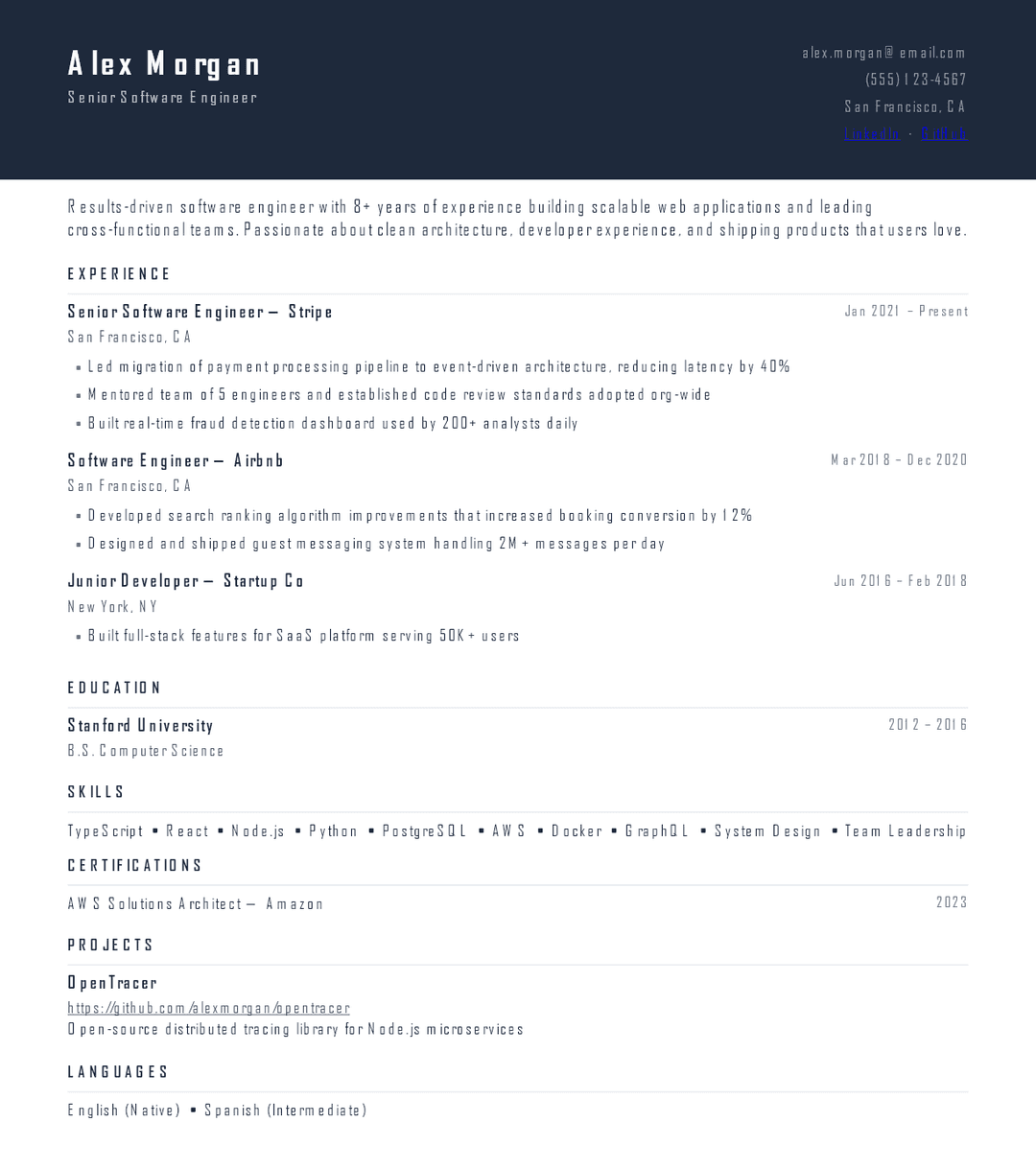 Slate resume template